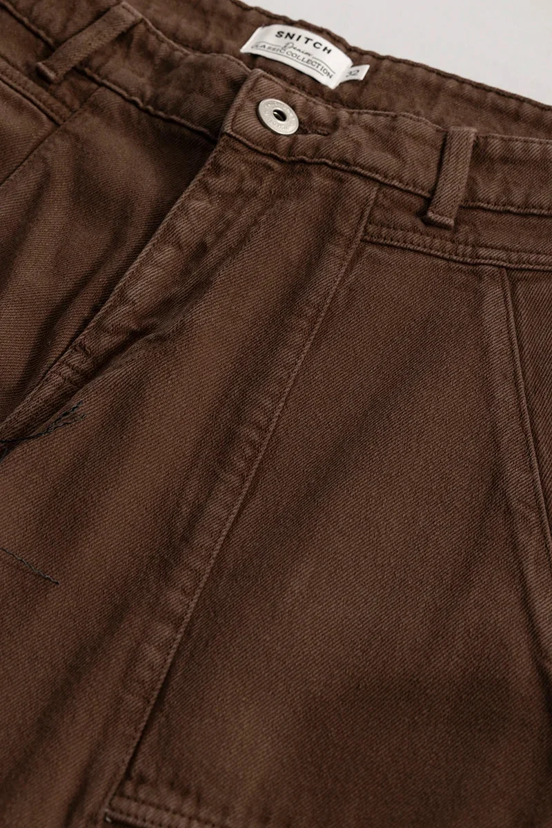 SNITCH Trendtwill Brown Relaxed Fit Jeans